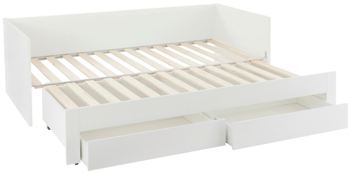 VÝSUVNÁ POSTEĽ JAN - biela, Konventionell, drevo (90-180/200cm) - Based