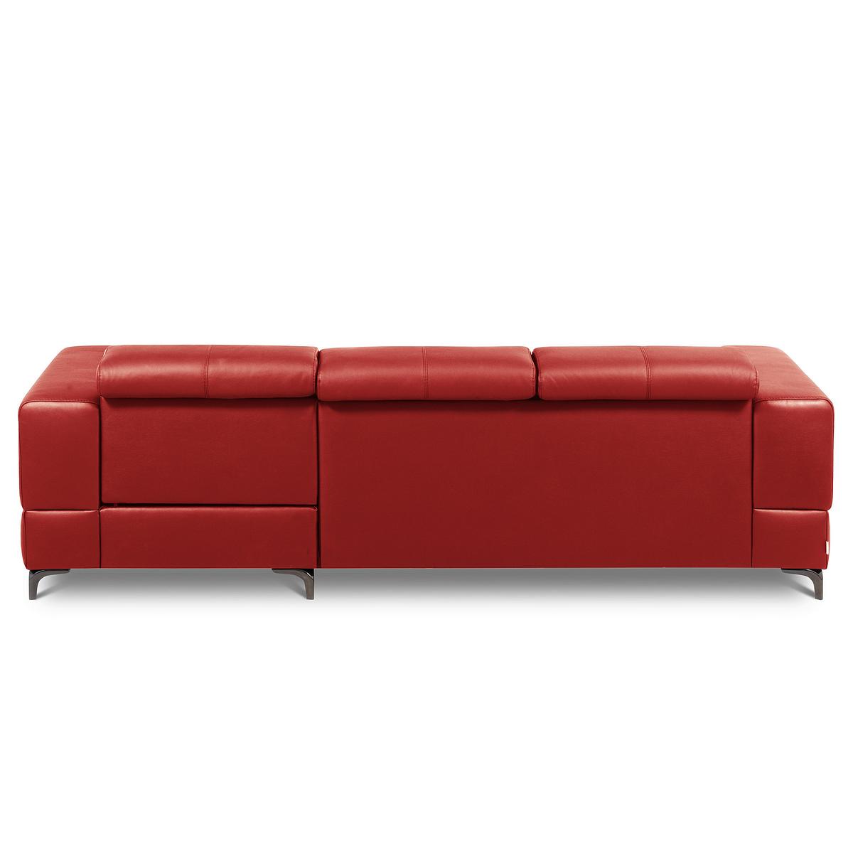 Ecksofa Torino Teilleder Rot 247x173 - Rot/Schwarz, Design, Leder/Textil (247/173cm) - Livetastic