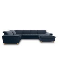 Wohnlandschaft Franzi Mit Schlaffunktion Blau - Eichefarben/Dunkelblau, KONVENTIONELL, Textil (214/352/170cm) - MID.YOU