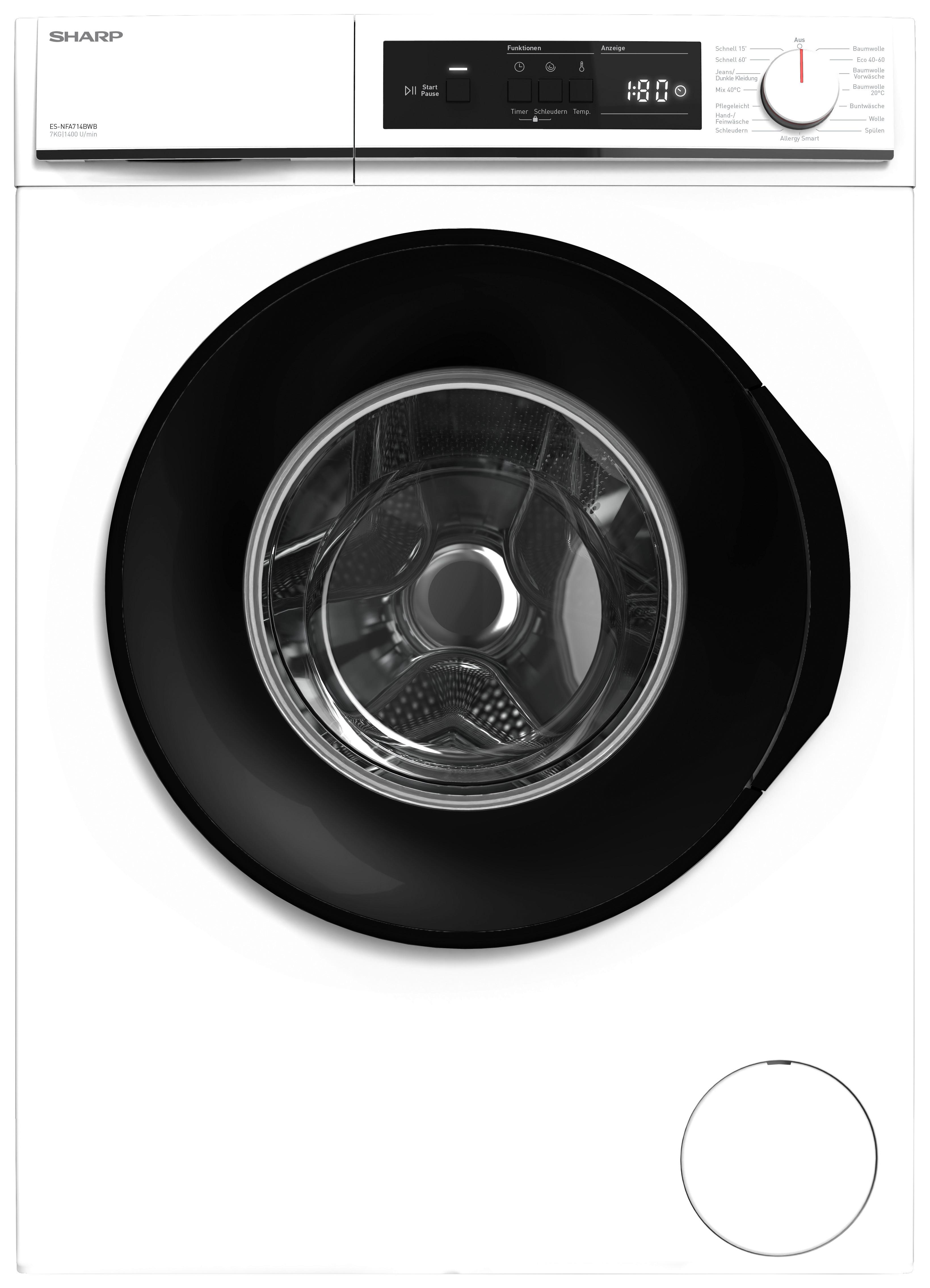 Waschmaschine Es-nfa714bwb-de 7kg 1400 U/min - Weiß, Basics (59,7/84,5/52,7cm) - Sharp