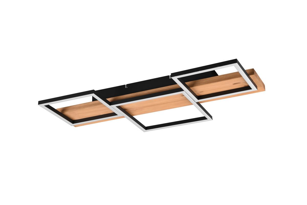 LED-Deckenleuchte Harper L: 65 cm, dimmbar - Schwarz/Braun, Basics, Holz/Metall (65/7,5/34,5cm) - Trio Leuchten