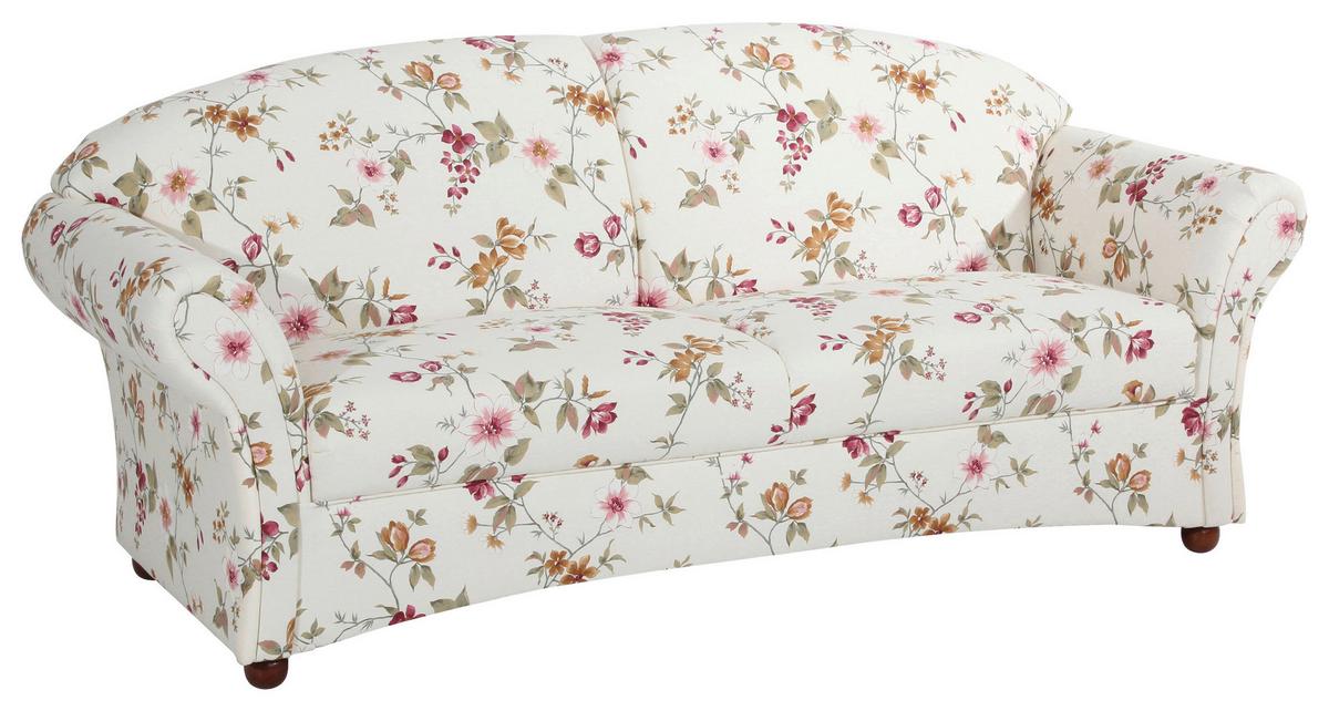 3-sitzer-sofa Corona Rot/weiß, Blumen Design - Rot/Nussbaumfarben, Design, Textil (202/85/81cm) - Max Winzer