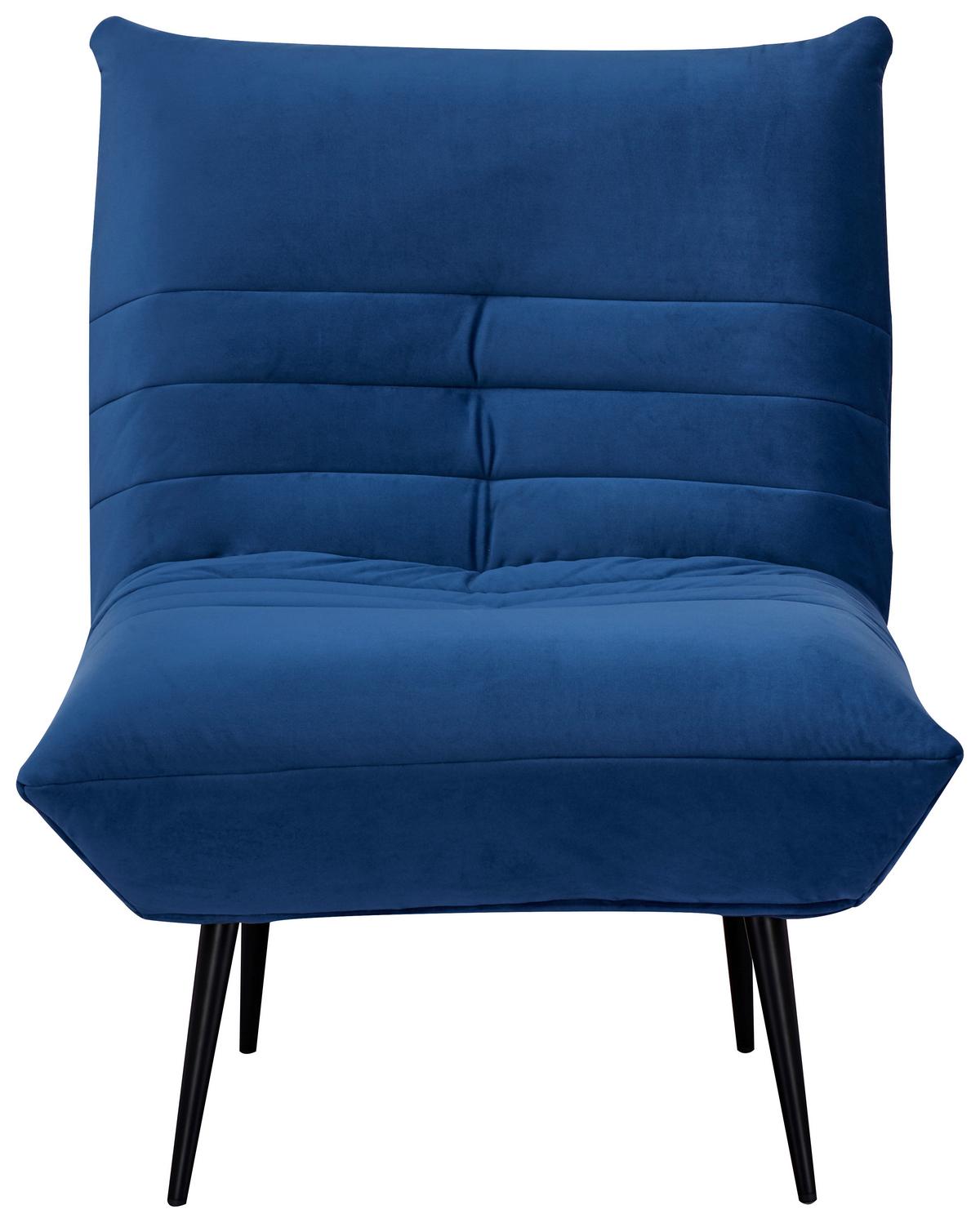 Sessel Jarvis Blau Samt B: 75 cm - Blau/Schwarz, MODERN, Textil (75/92/87cm) - MID.YOU