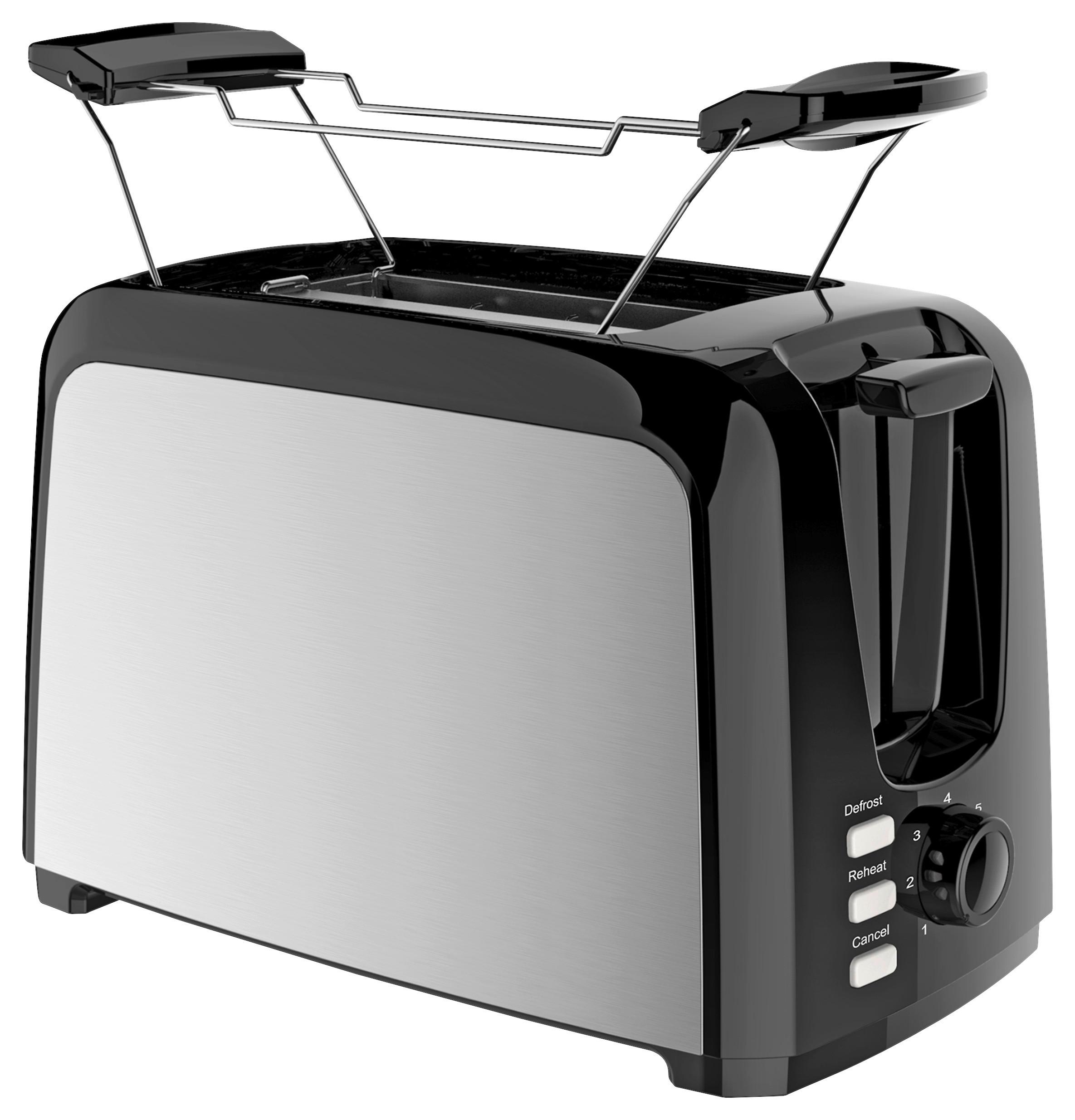 Toaster Dominik Mit Auftaufunktion + Krümellade - Edelstahlfarben/Schwarz, Basics, Kunststoff/Metall (26,5/15,6/19,9cm) - Bono