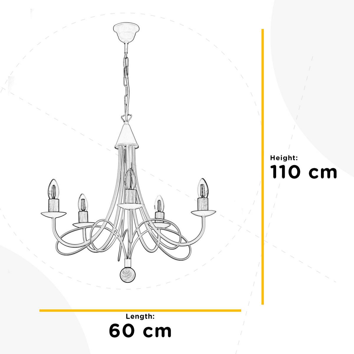 Kronleuchter Milvia Braun Weiß L: 60 cm - Braun/Weiß, KONVENTIONELL, Metall (60/60/110cm)
