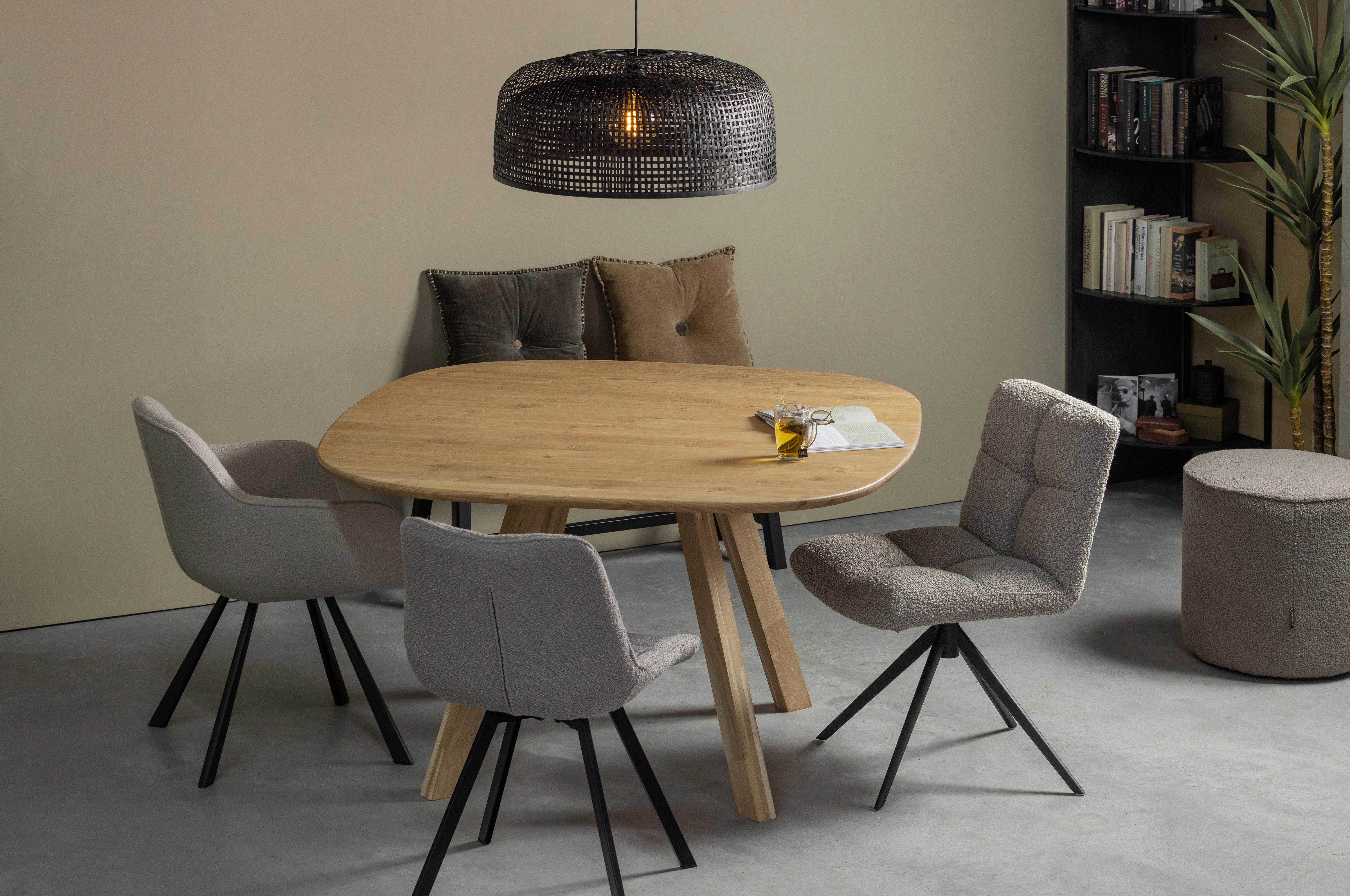 Armlehnstuhl Juno Naturfarben B: 58 cm - Schwarz/Naturfarben, Design, Textil/Metall (58/79/58cm) - Livetastic