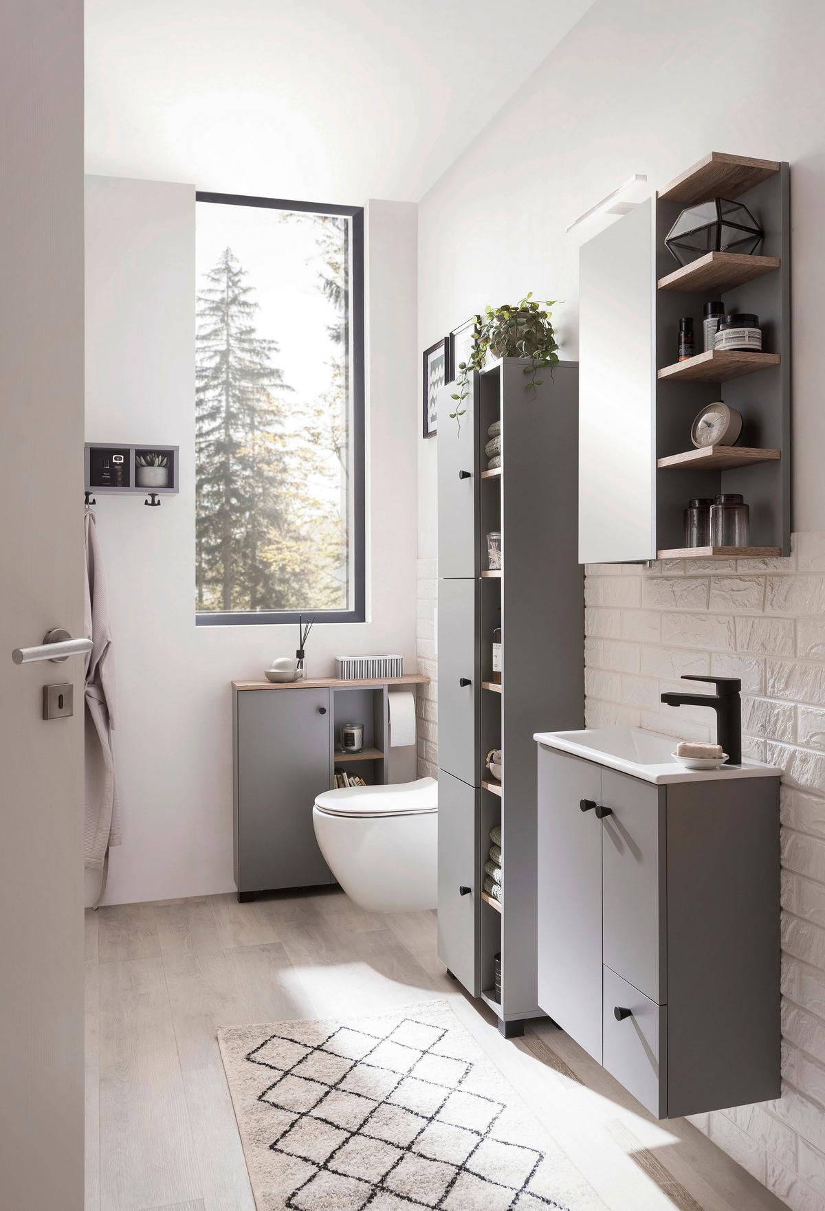 Wandregal Balto B: 60 cm Holzwerkstoff Grau - Grau, MODERN, Holzwerkstoff (60/200/17,6cm) - MID.YOU