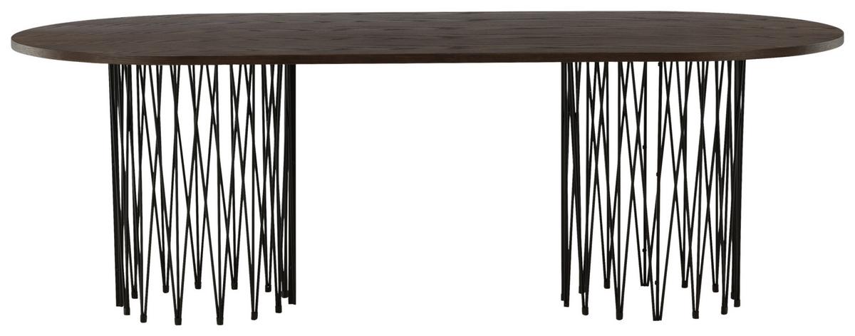 Esstisch Stone - Dunkelbraun/Schwarz, Design, Holz/Metall (220/100/74cm) - Livetastic