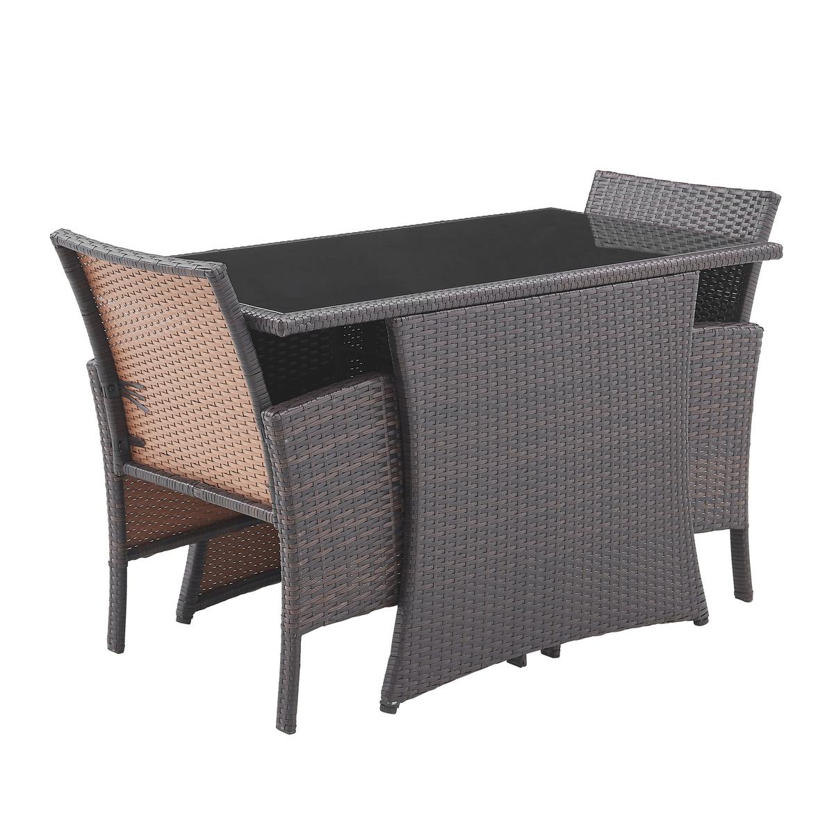 GARTENTISCHGRUPPE Schwarz/Braun 5-teilig - Schwarz/Braun, Design, Glas/Kunststoff - MID.YOU
