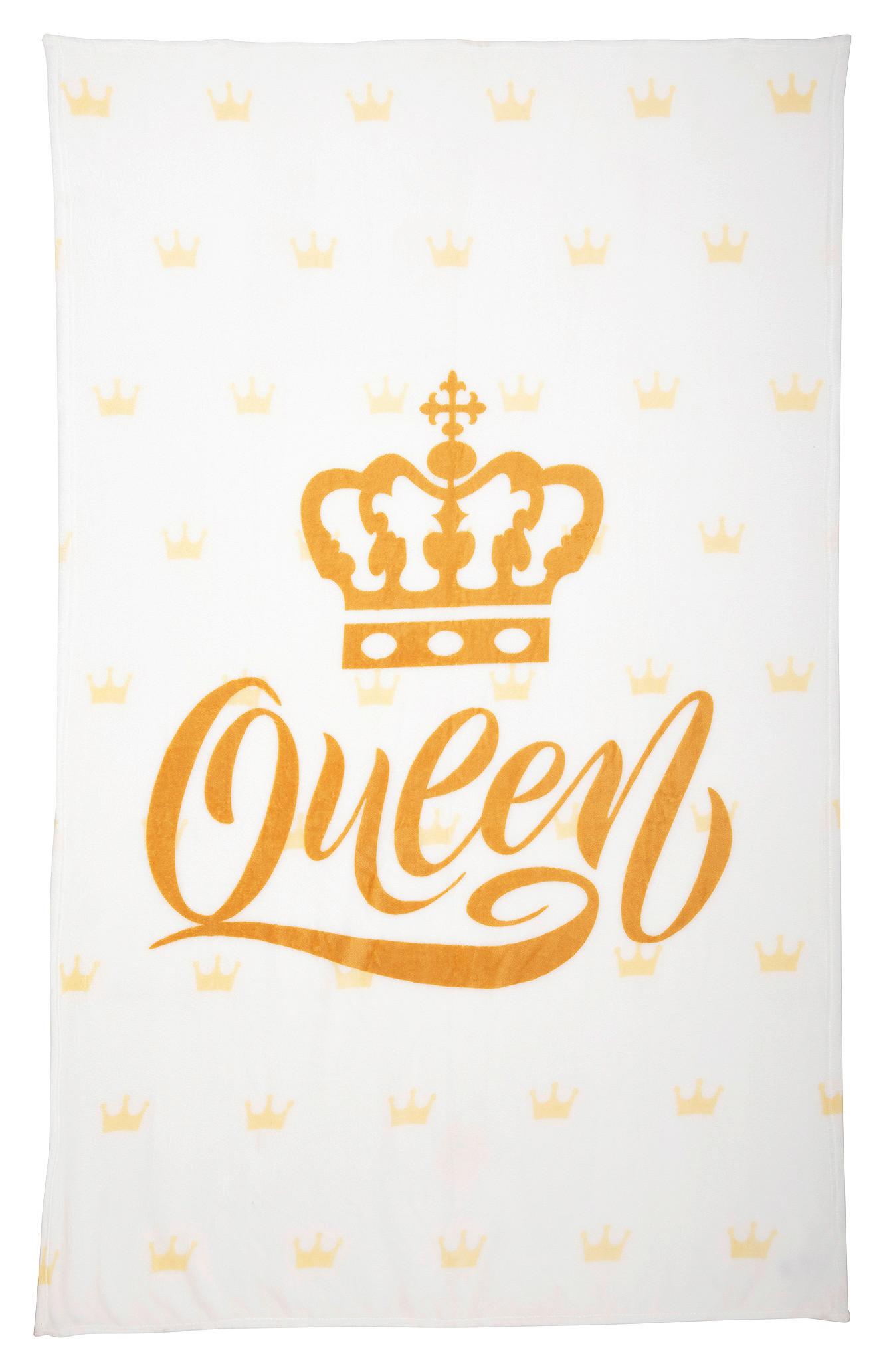 Kuscheldecke Queen Weiß/Gold 130x180 cm