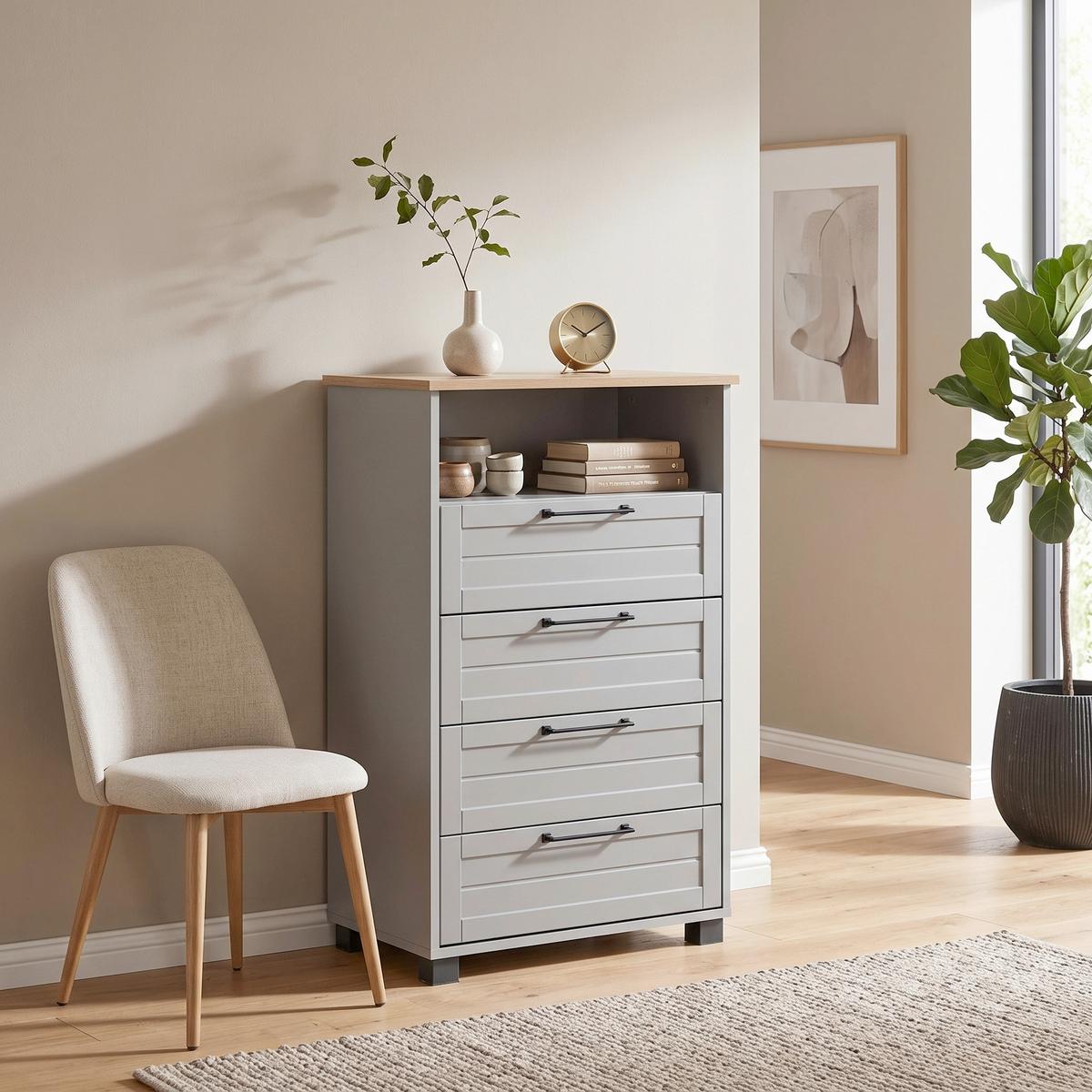 HIGHBOARD JELDA HIGHBOARD - Platinfarben/Eichefarben, Holzwerkstoff (62,4/102/34,1cm) - MID.YOU