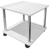 Beistelltisch mit Rollen Paul Weiß + Chrom - Weiß, MODERN, Holzwerkstoff/Kunststoff (40/41,5/40cm)