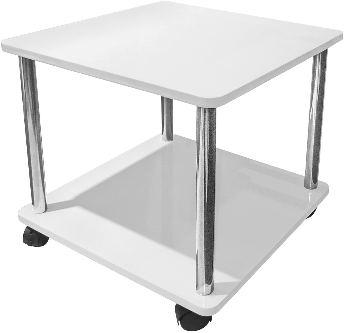 Beistelltisch mit Rollen Paul Weiß + Chrom - Weiß, MODERN, Holzwerkstoff/Kunststoff (40/41,5/40cm)