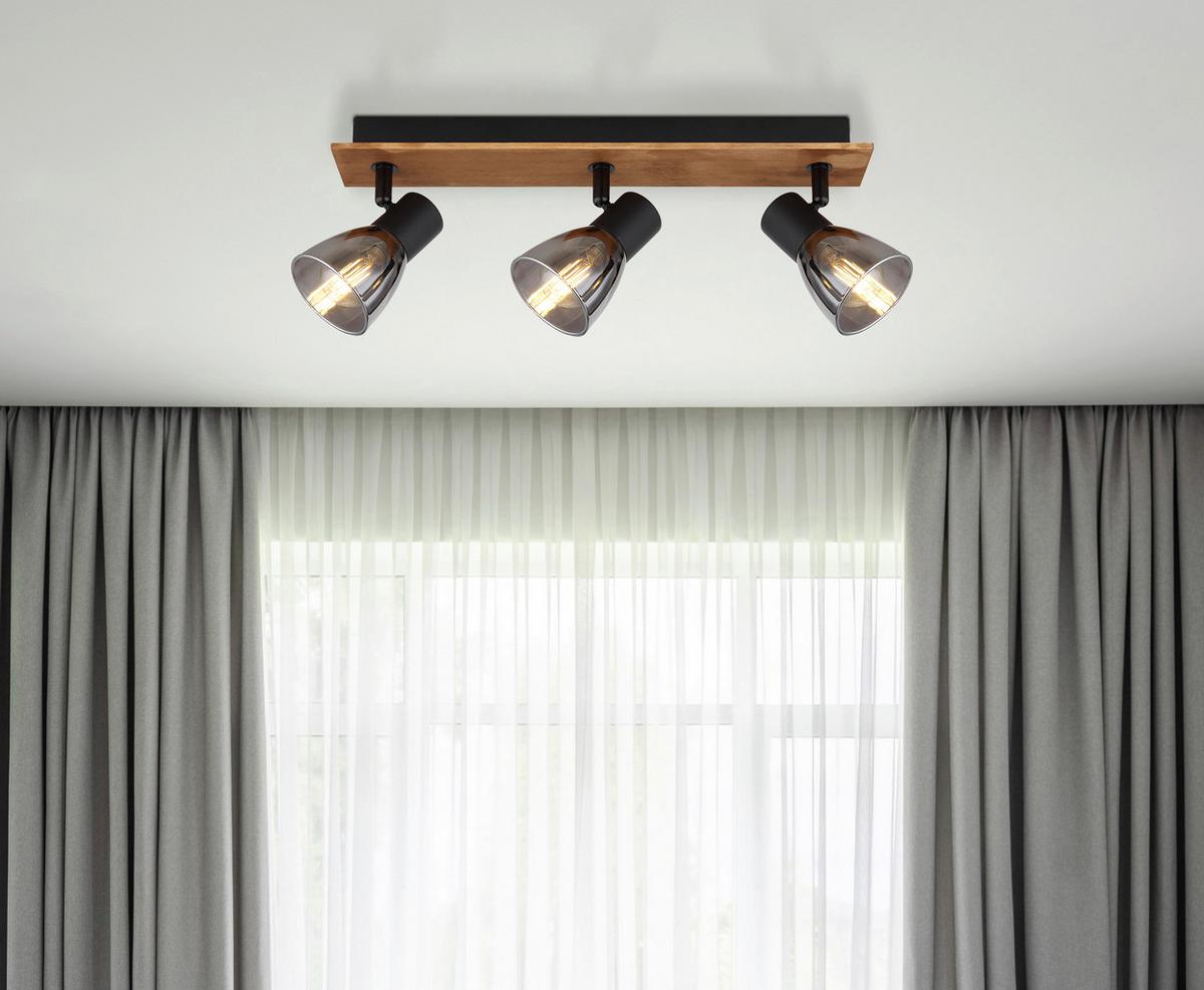 Strahler 54307-3w - Dunkelbraun/Schwarz, Design, Glas/Holz (40/7/15,5cm) - Globo