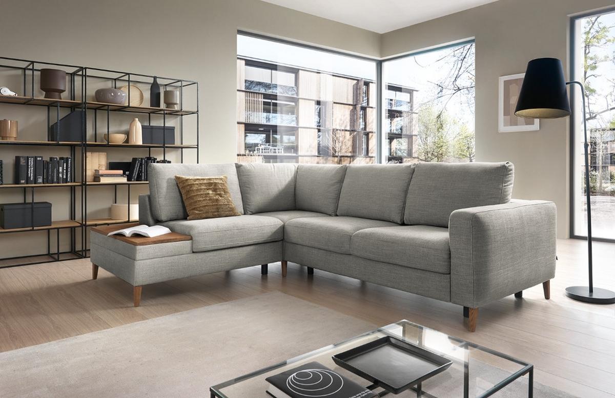 Ecksofa Alika, Grau S: 204x260 cm - Eschefarben/Grau, MODERN, Textil (204/260cm) - Trendmanufaktur