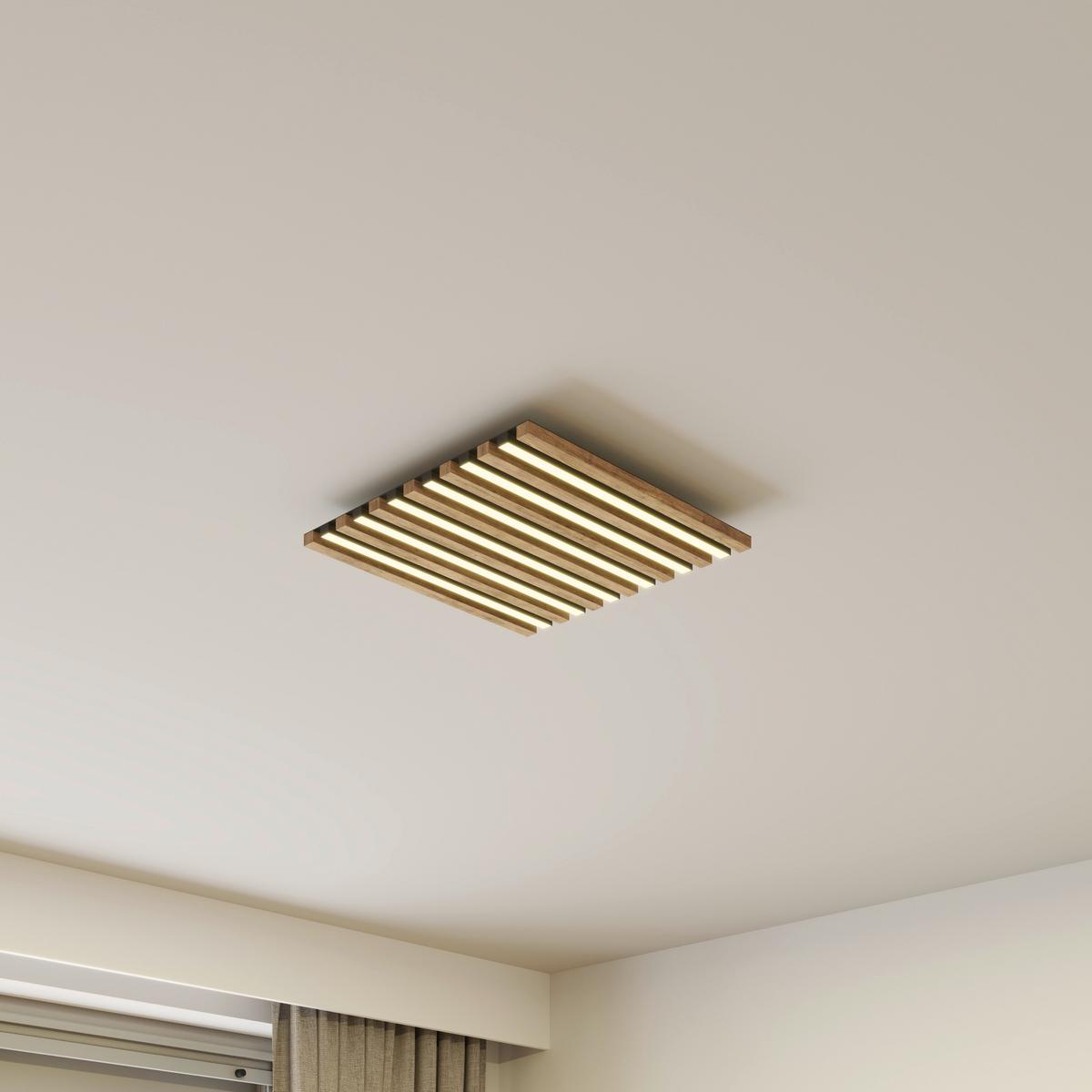 Led Mennyezeti Lámpa 67347d2 Hayden - sötétbarna/fekete, Natur, műanyag/faalapú anyag (45/45/5cm) - Globo