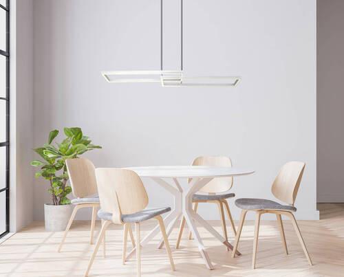 LED-Hängeleuchte 67209-45h - Silberfarben/Opal, Trend, Kunststoff/Metall (119,5/25,5/120cm) - Globo