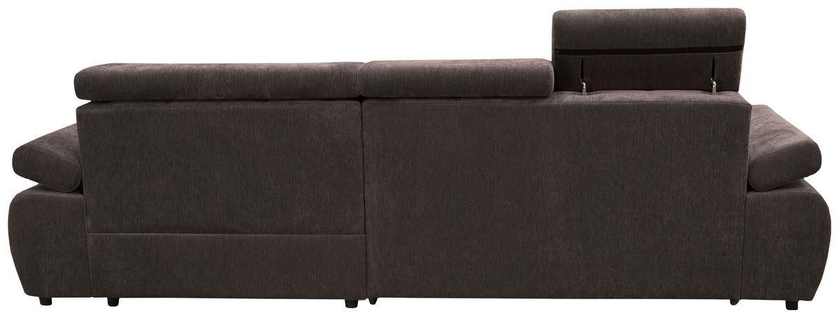 Rohová sedačka VEGAS, pravá, tmavě hnědá žinylka - tmavě hnědá/černá, Design, dřevo/textil (294/173cm)