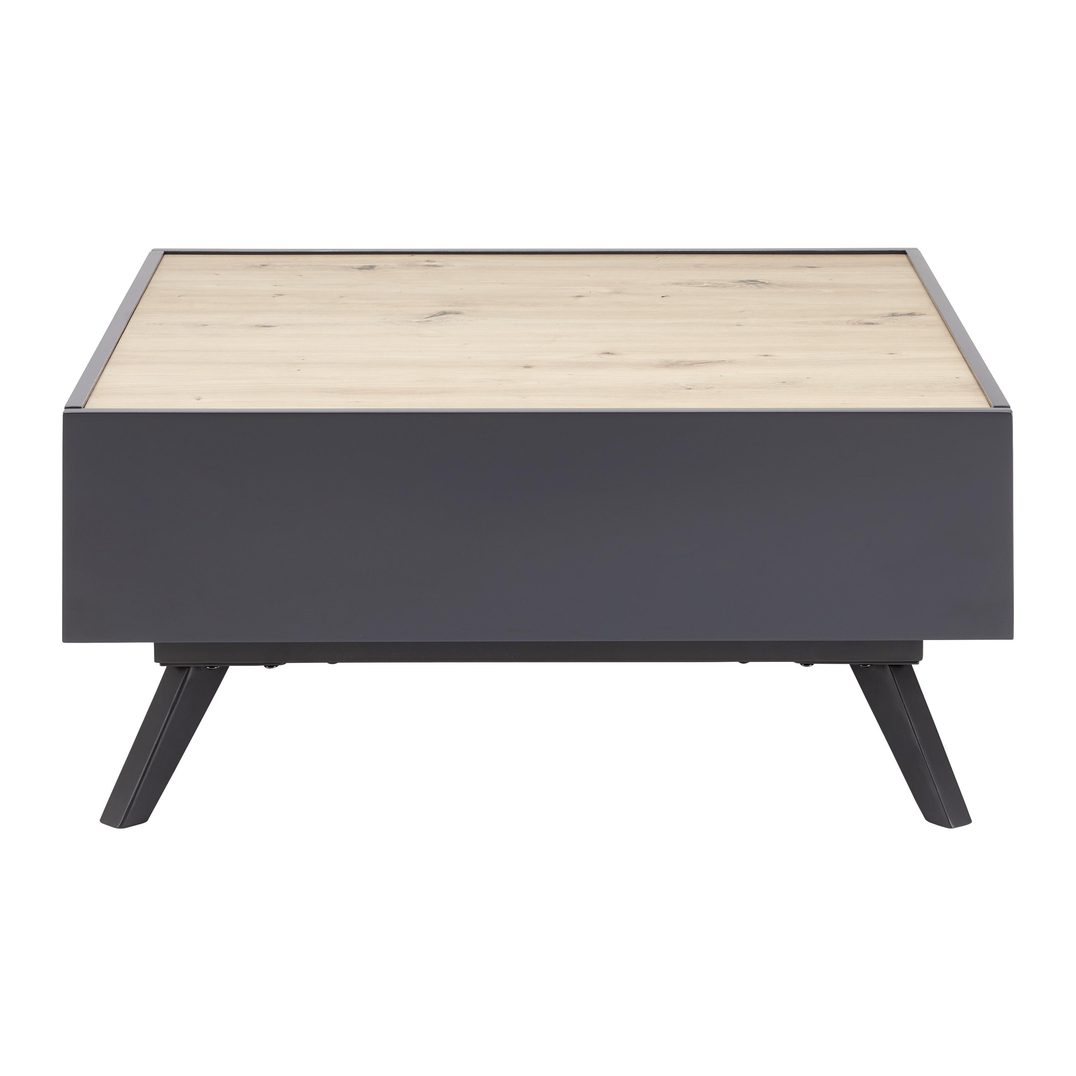Konferenčný Stolík Fosco - farby dubu/čierna, Moderný, kov (80/80/38cm) - Bessagi Home