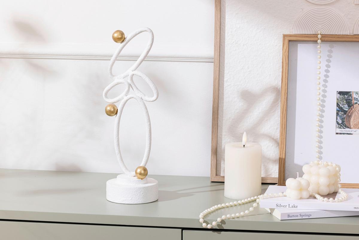 Skulptur Engelbert - Goldfarben/Weiß, KONVENTIONELL, Metall (10/34,5cm) - Luca Bessoni