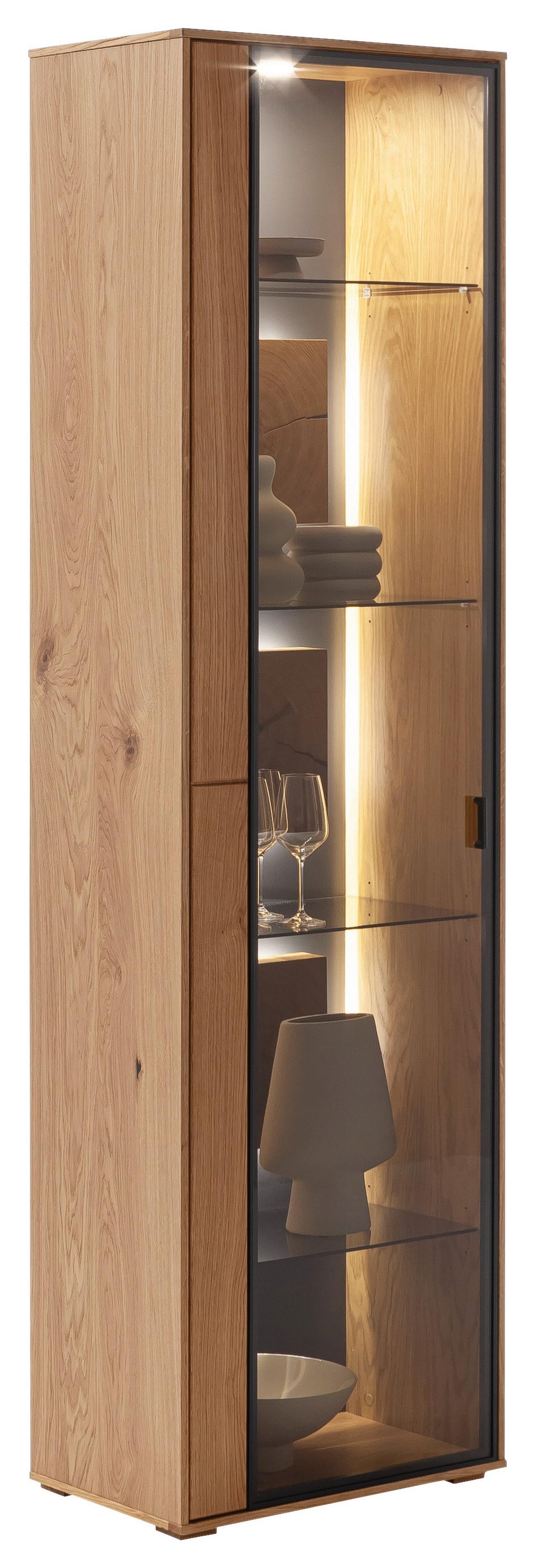 Vitrine Assini Wildeiche B: 58 cm - Wildeiche, Design, Glas/Holz (58/206/37cm) - MID.YOU