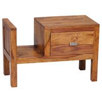 Nočný stolík z masívneho dreva Mumbai - chrómová/farba indického palisandra, Konventionell, kov/drevo (60/40/30cm) - MID.YOU