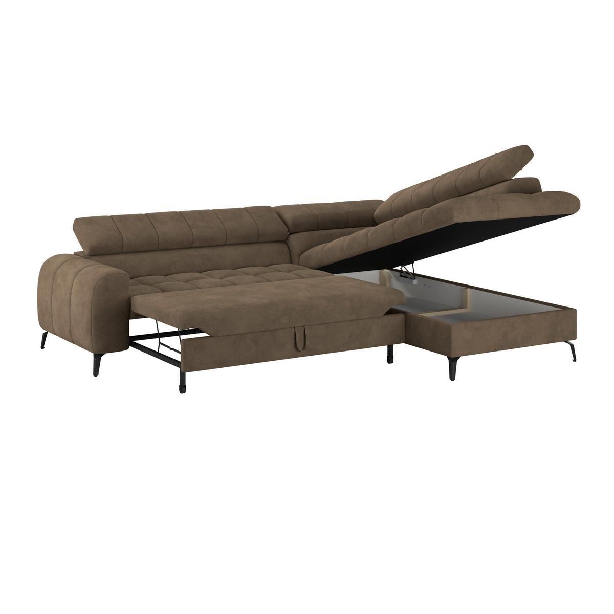Ecksofa Volf rechts new braun, S: 261x203 cm - Schwarz/Braun, Trend, Kunststoff/Textil (261/203cm)