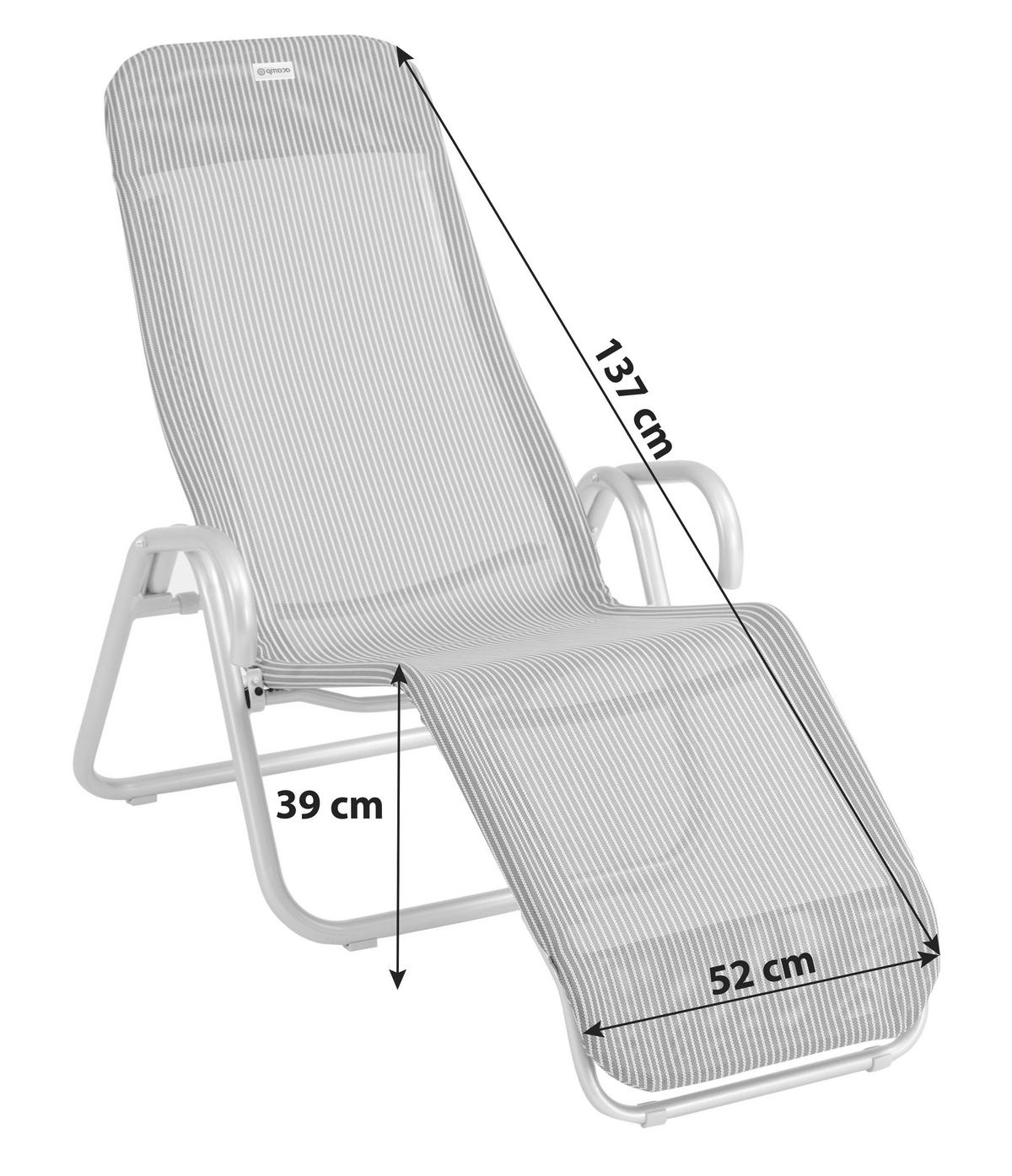 Sonnenliege Calypso Aus Metall/Textil, klappbar - Grau, MODERN, Textil/Metall (52/39/137cm) - Acamp