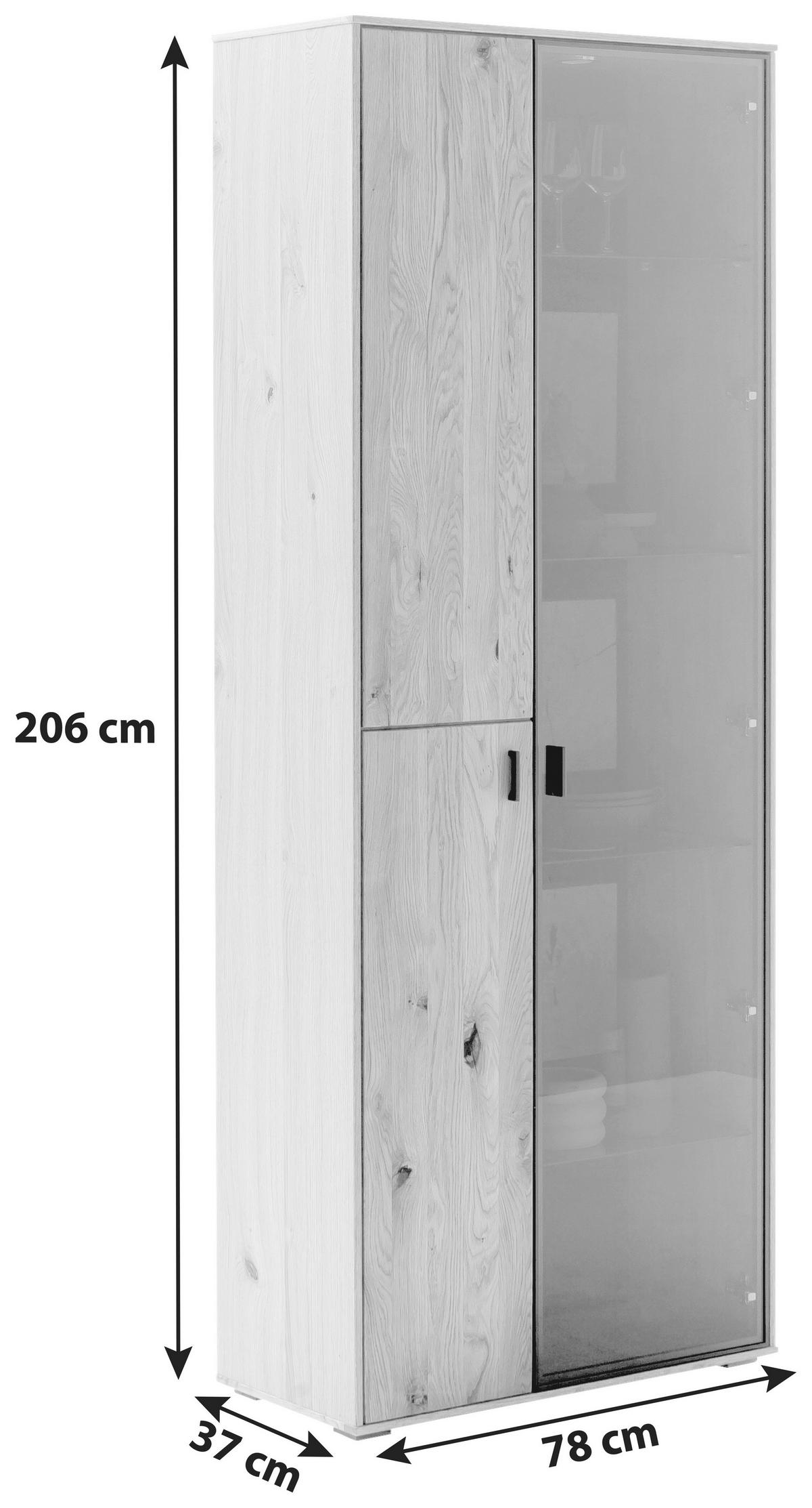 Vitrine Assini Wildeiche B: 78 cm - Wildeiche, Design, Glas/Holz (78/206/37cm) - MID.YOU