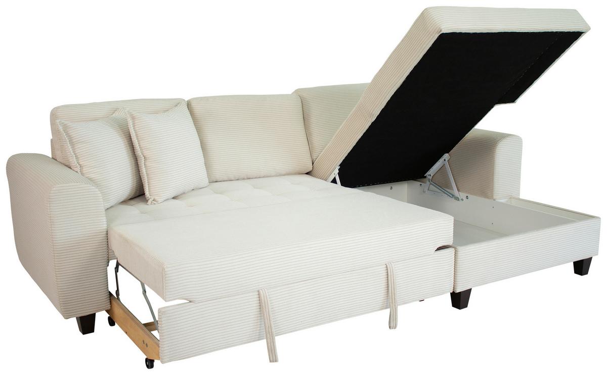 Ecksofa Moritz Creme S: ca. 265x155 cm - Creme, Trend, Textil (265/155cm)