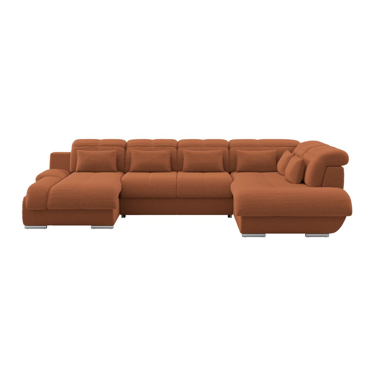 Wohnlandschaft Multi mit Schlaffunktion Terracotta - Chromfarben/Terracotta, MODERN, Textil (228/345/184cm) - Luca Bessoni