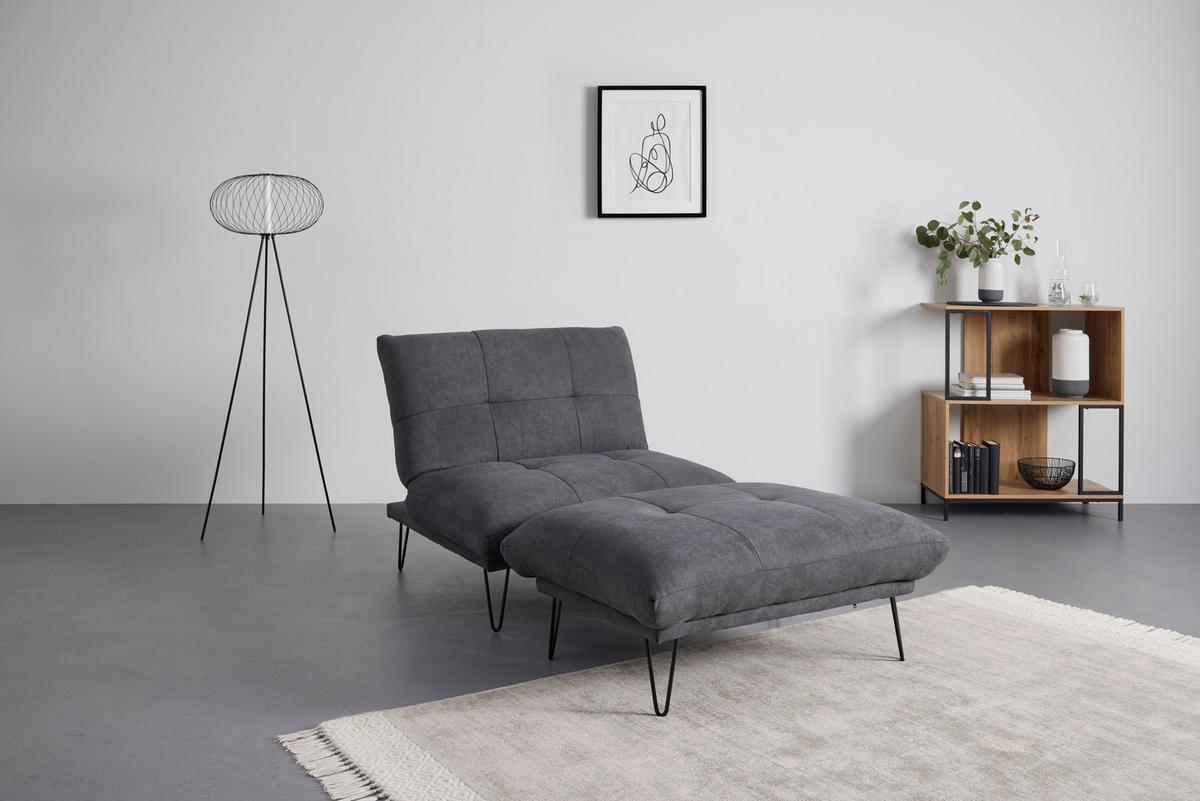 Rozkladacie kreslo CINDY, antracitová - čierna/antracitová, Modern, kov/drevo (102/120/46cm) - Bessagi Home