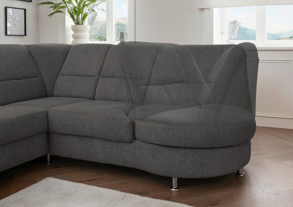 Ecksofa mit Relaxfunktion Parole Anthrazit Chenille - Chromfarben/Anthrazit, MODERN, Textil (275/236cm) - Livetastic