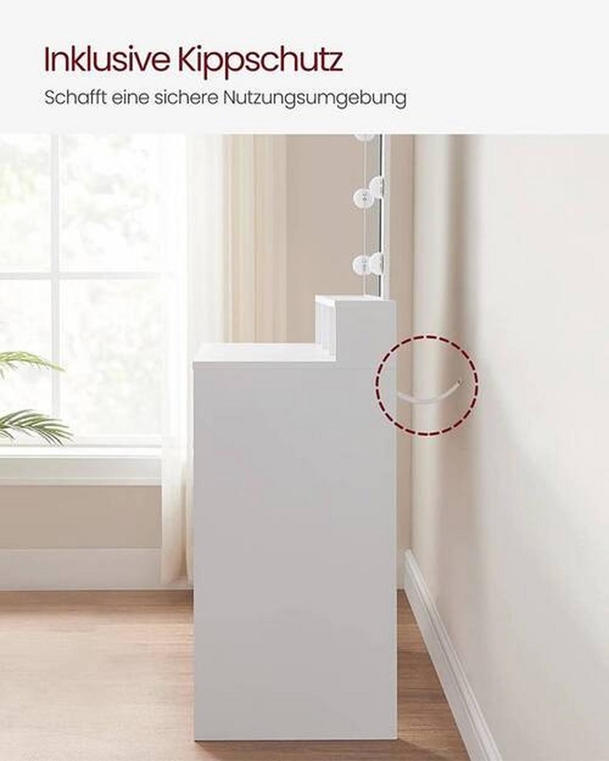 Schminktisch B: 80 cm Weiß - Weiß, Trend, Glas/Holzwerkstoff (80/40/145cm) - Boxxx