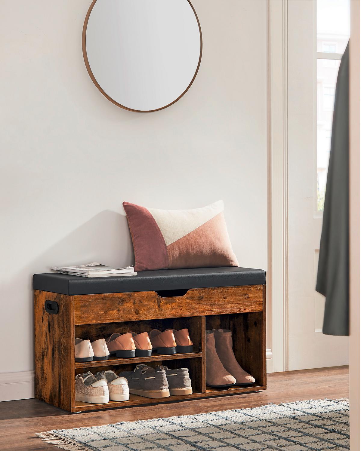 ŠATNÍ LAVICE LHS30BX - černá/hnědá, Trend, kompozitní dřevo/textil (80/44/30cm) - Boxxx