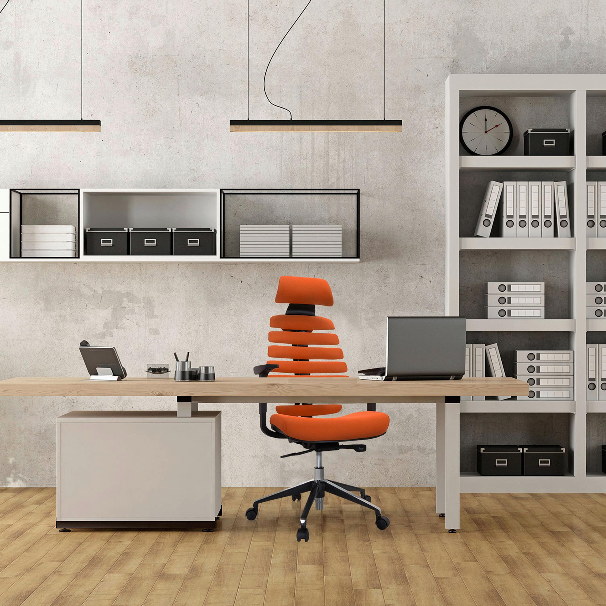 Drehstuhl Ergoline II Pro Orange/Schwarz - Alufarben/Schwarz, MODERN, Kunststoff/Textil (65/131/53cm) - MID.YOU