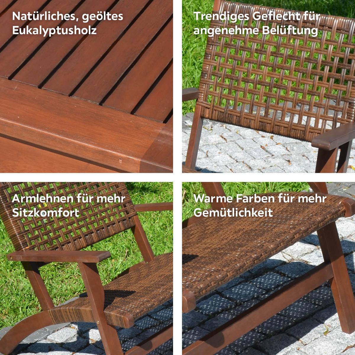 Balkonmöbel Set Sonora Eukalyptusholz - Dunkelbraun, Basics, Holz (40/40/35cm) - Gardenson