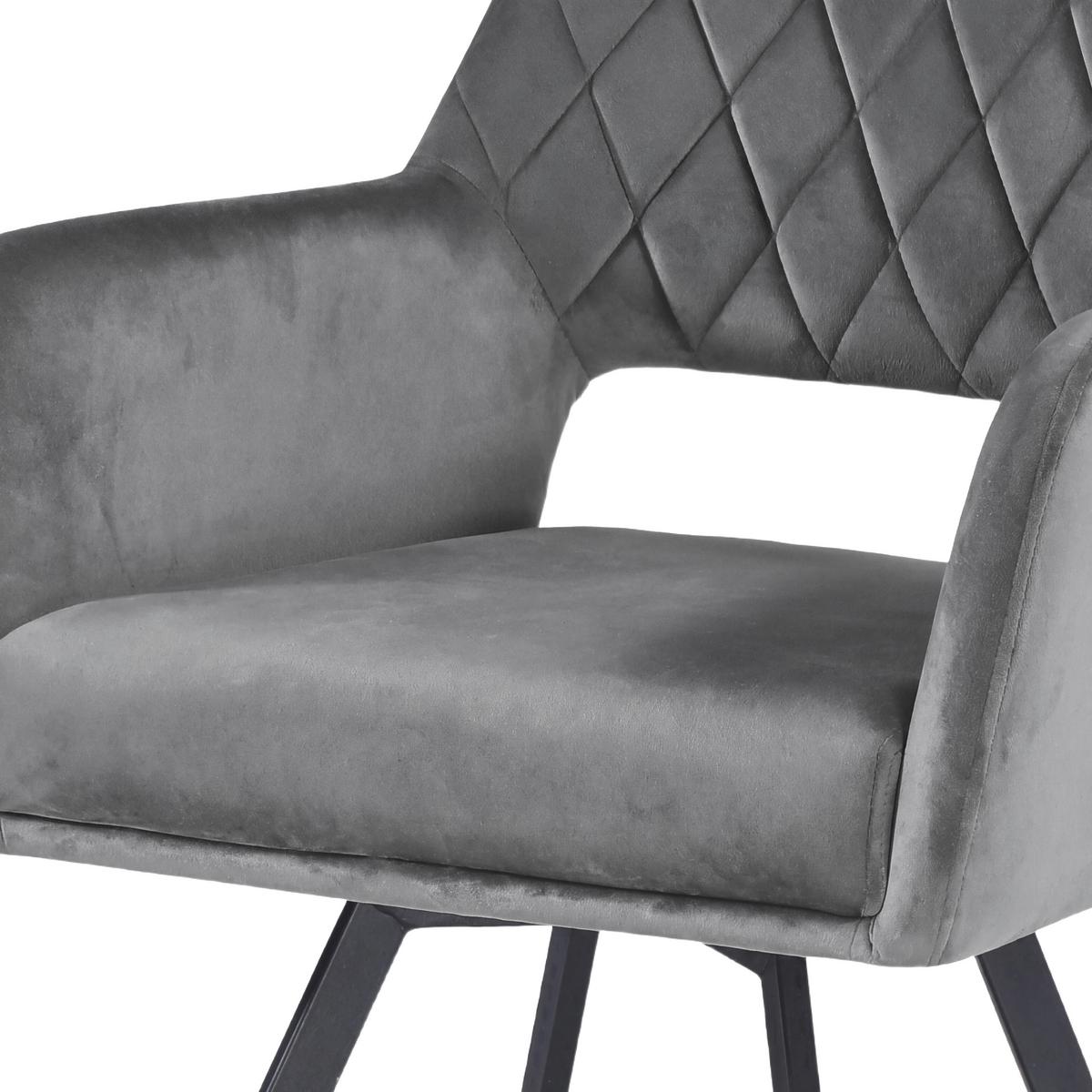 Vierfußstuhl Vicky Grau gepolstert, Samt - Schwarz/Grau, MODERN, Textil/Metall (57/86/61cm)