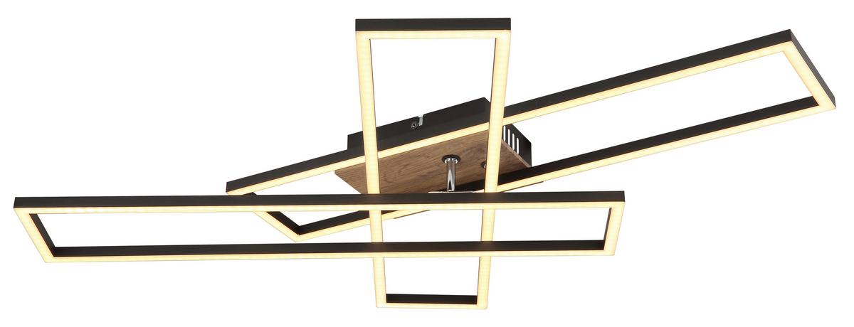 Led-deckenleuchte 67208-40 Dakari - Chromfarben/Dunkelbraun, Design, Holzwerkstoff/Kunststoff (80/60/10cm) - Globo