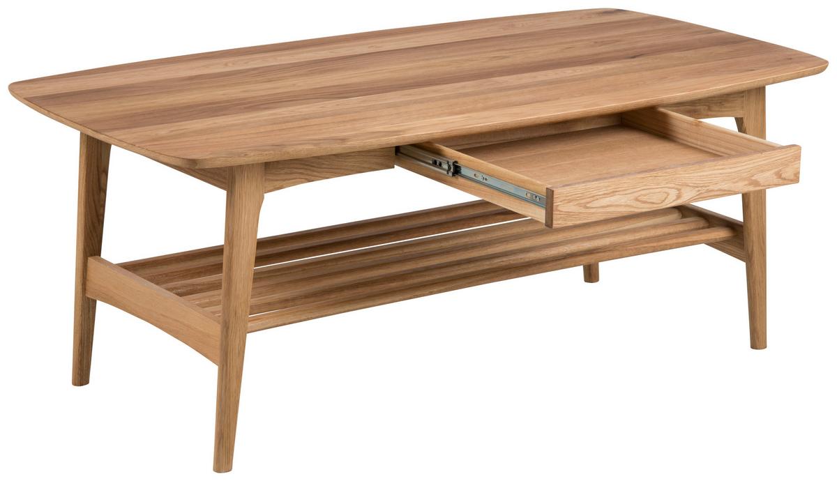 Couchtisch mit Ablage und Lade Emma Eiche Dekor - Eichefarben, Trend, Holz/Holzwerkstoff (130/70/51cm) - MID.YOU