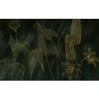 Vliestapete Darkest Green - Gelb/Schwarz, Basics (400/250cm) - Komar