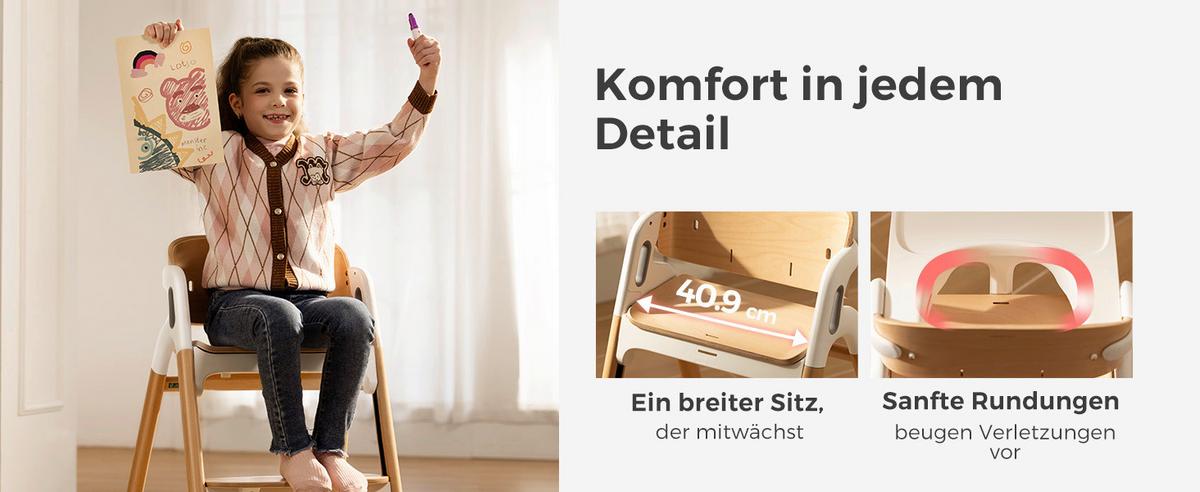 Kombihochstuhl hellbraun - Hellbraun, Basics, Holz (71,1/79,5/56,2cm) - Momcozy
