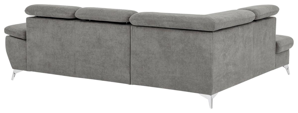 Ecksofa Mit Schlaffunktion Gisele Und Bettkasten Grau - Chromfarben/Grau, KONVENTIONELL, Textil (209/256cm) - Livetastic