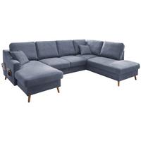 Wohnlandschaft Valentina Mit Schlaffunktion Blau - Blau/Naturfarben, KONVENTIONELL, Textil (150/301/200cm) - P & B