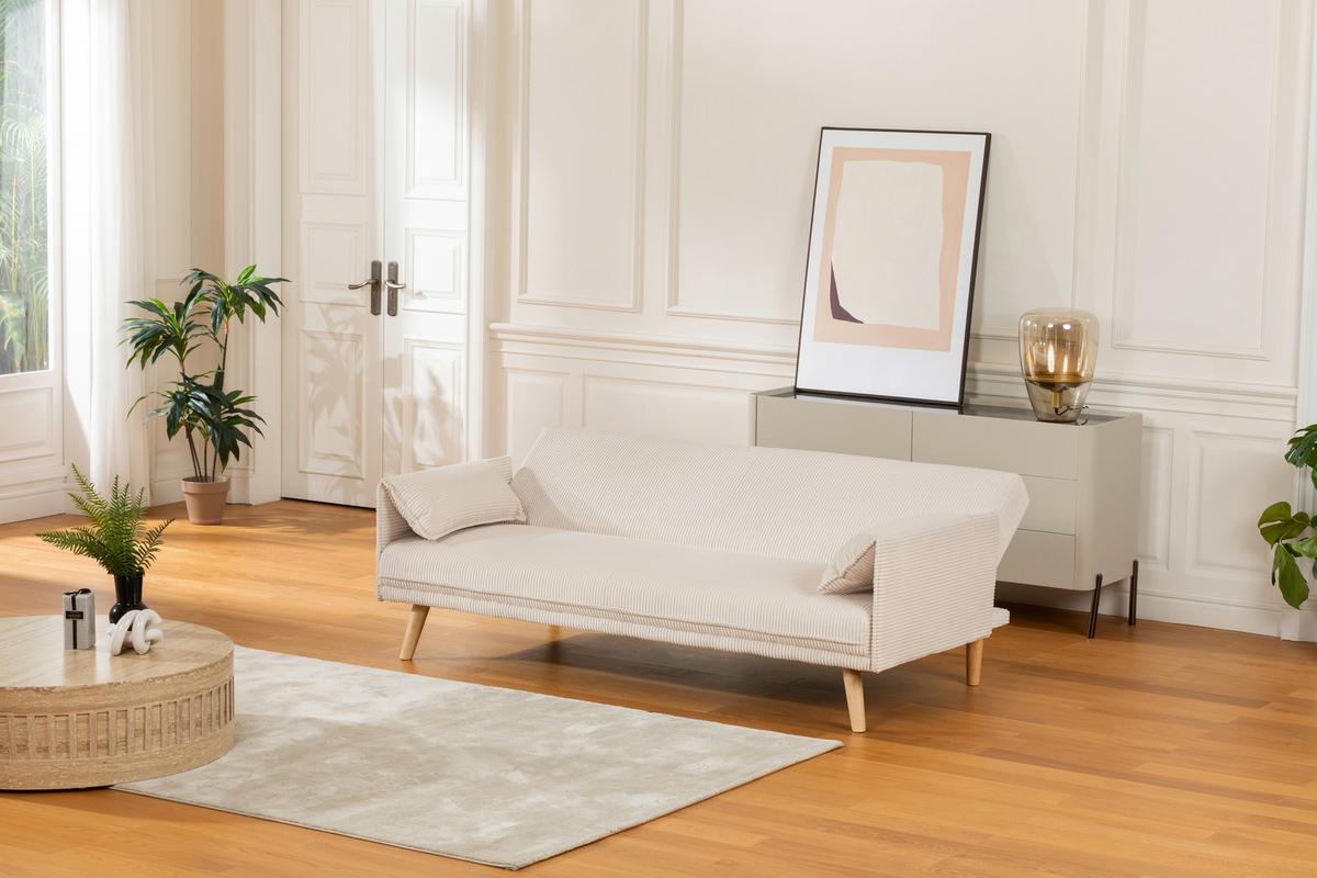 Kanapéágy Como - krémszínű, Design, textil (193/81/92cm) - Livetastic