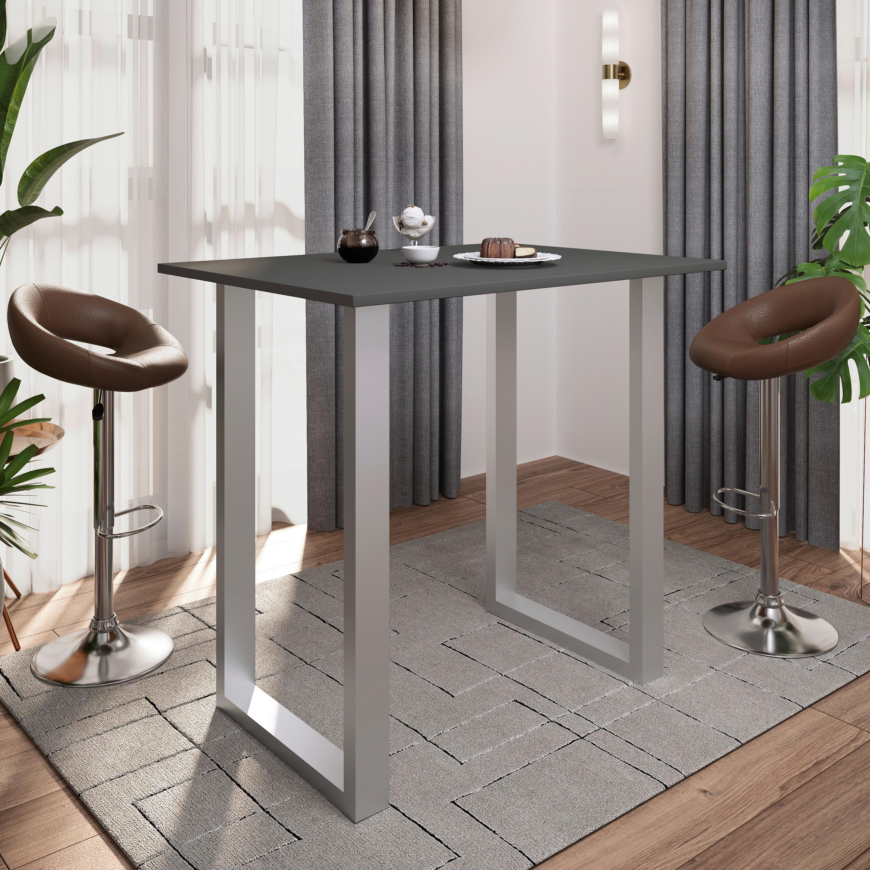 Bartisch Xona B 100x80x102 cm Anthrazit, Silberfarben - Anthrazit/Silberfarben, KONVENTIONELL, Holzwerkstoff/Metall (110/102/80cm)