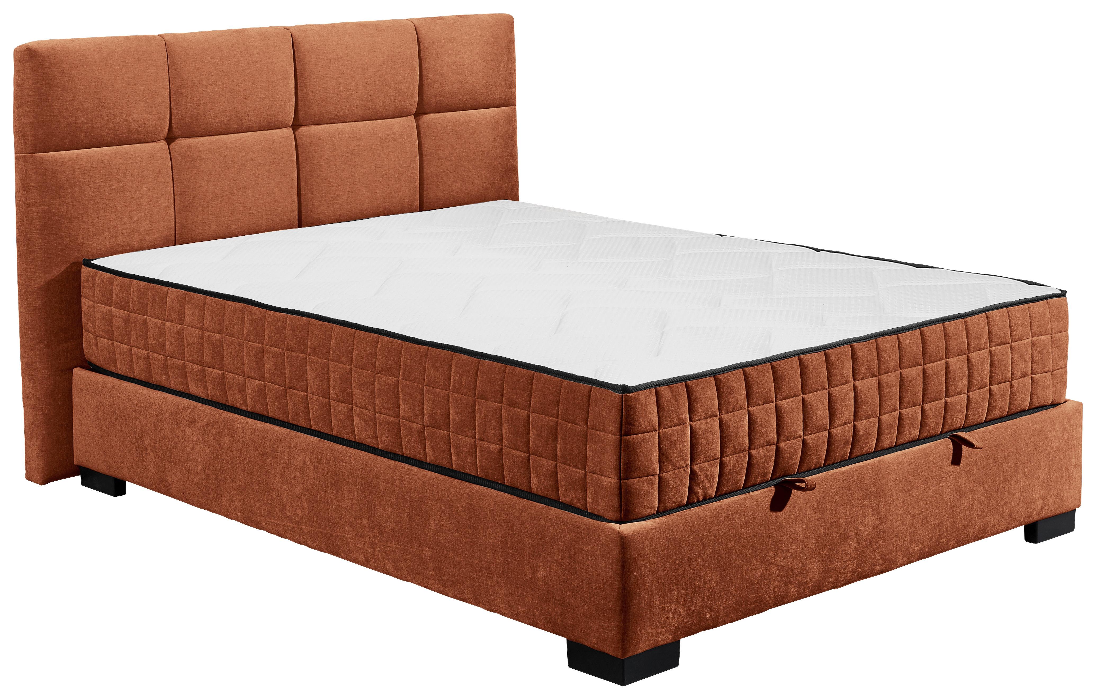 Boxbett Nagol A - Cognac/Schwarz, MODERN, Holzwerkstoff/Textil (140/200cm) - MID.YOU