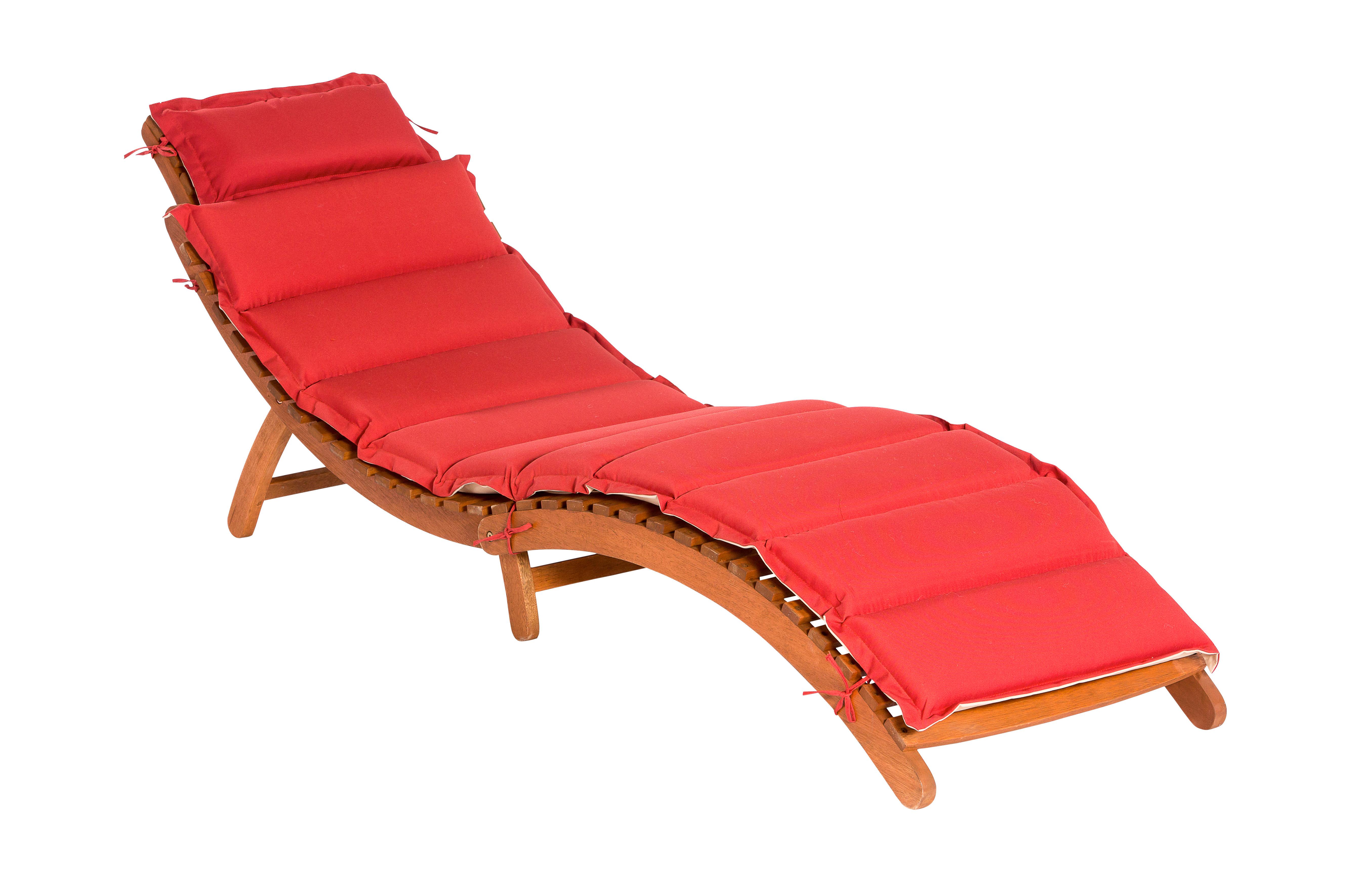 Bäderliege Ipanema Echtholz Klappbar mit Polsterauflage - Rot/Creme, ROMANTIK / LANDHAUS, Holz/Textil (178/54/70cm) - Gardenson