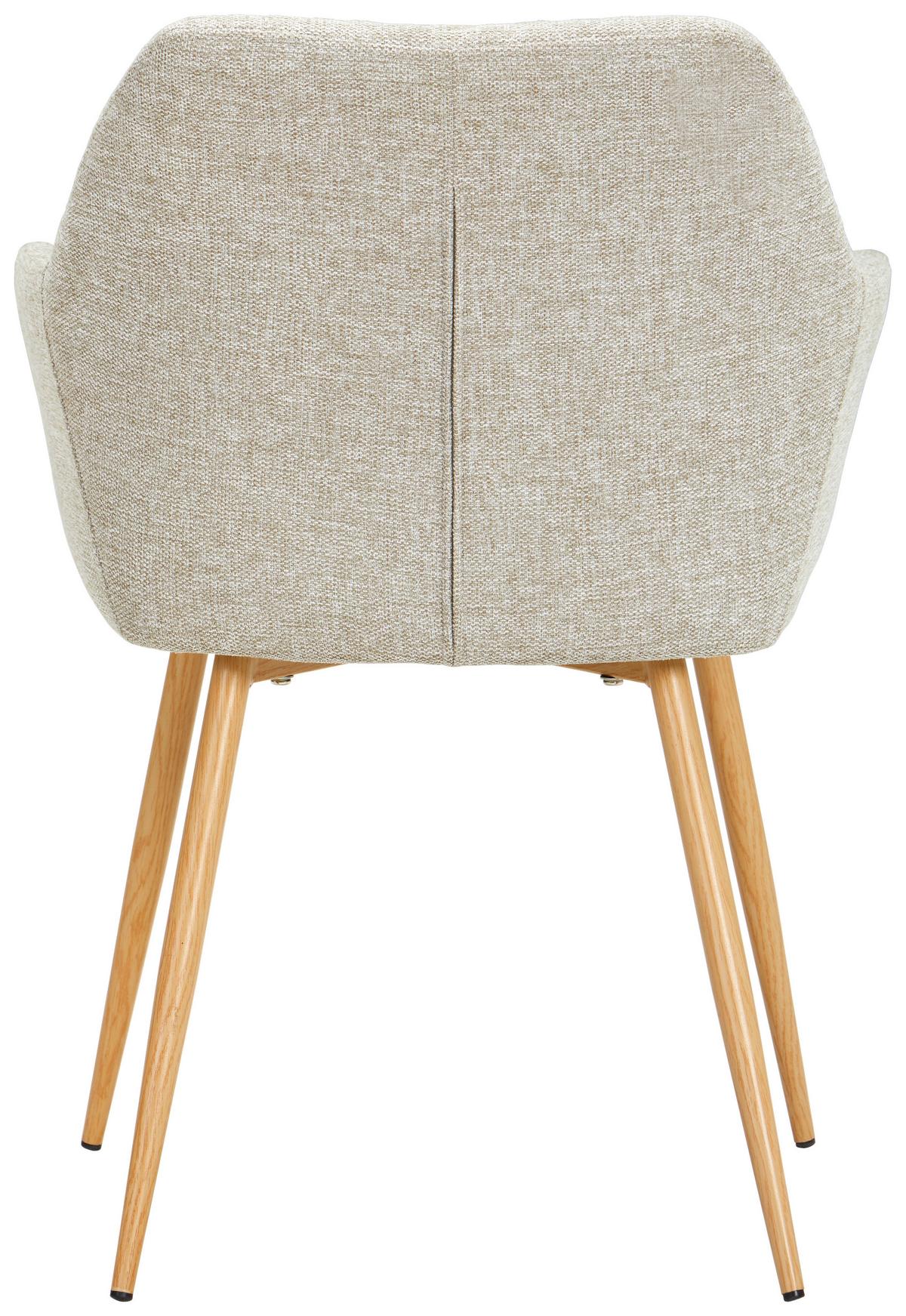 Armlehnstuhl-Set 2er Lara Bezug: Webstoff-Beige - Eichefarben/Beige, KONVENTIONELL, Holz/Textil (56,5/80/58cm) - Livetastic