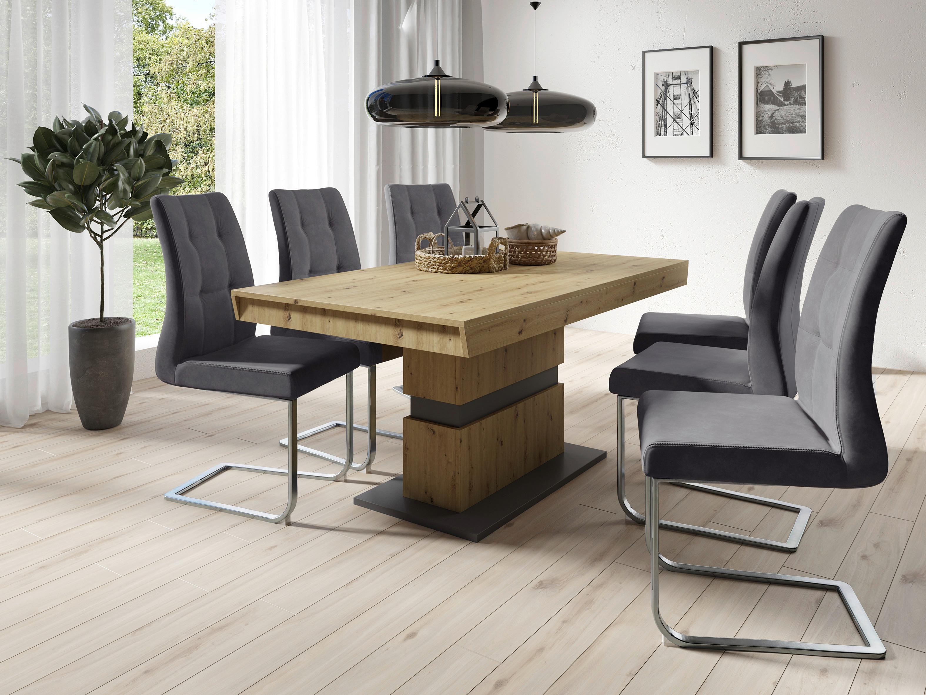 Schwingstuhl-Set Marlen XXL Anthrazit/Silberfarben B: 47cm - Anthrazit/Silberfarben, LIFESTYLE, Textil/Metall (47/96/62cm) - MID.YOU